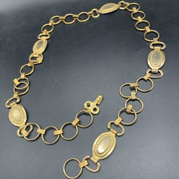 VTG Signed Zentall Gold Tone Metal Chain Link Belt main image 6